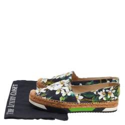 Pre Owned Dolce & Gabbana Multicolor Floral Print Brocade Fabric Espadrille Flats Size 38
