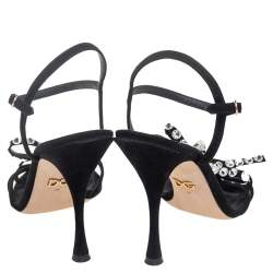 مملوكة مسبقًا Dolce & Gabbana Black Suede  Crystal Embellished  Sandals Size 38