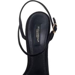 مملوكة مسبقًا Dolce & Gabbana Black Suede  Crystal Embellished  Sandals Size 38