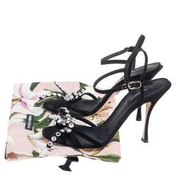 مملوكة مسبقًا Dolce & Gabbana Black Suede  Crystal Embellished  Sandals Size 38