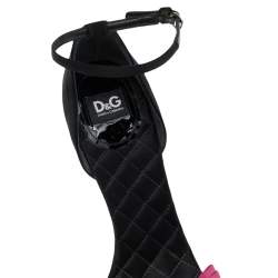 مملوكة مسبقًا D&G Black/Pink Satin Crystal Embellished Ankle Strap Sandals Size 37