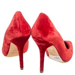 Pre Owned Dolce & Gabbana Red Velvet Pointed Toe Pumps Size 37