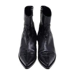 مملوكة مسبقًا Dolce & Gabbana Black Python Ankle Boots Size 40