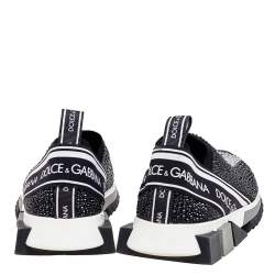 مملوكة مسبقًا حذاء رياضي دولتشي & غابانا سليب أون سورونتو قماش تريكو أسود / أبيض مقاس 39.5