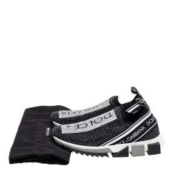 مملوكة مسبقًا حذاء رياضي دولتشي & غابانا سليب أون سورونتو قماش تريكو أسود / أبيض مقاس 39.5