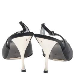 Pre Owned Dolce & Gabbana Black Satin Pointed Toe Slingback Sandals Size 39
