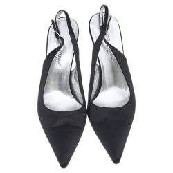 Pre Owned Dolce & Gabbana Black Satin Pointed Toe Slingback Sandals Size 39