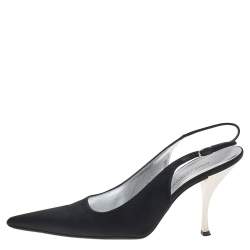 Pre Owned Dolce & Gabbana Black Satin Pointed Toe Slingback Sandals Size 39
