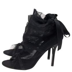 Dolce & Gabbana Black Fabric Peep Toe Booties Size 35.5
