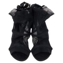 Dolce & Gabbana Black Fabric Peep Toe Booties Size 35.5