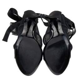 Dolce & Gabbana Black Fabric Peep Toe Booties Size 35.5