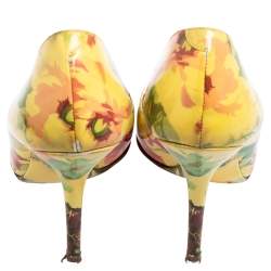 Pre Owned Dolce & Gabbana Multicolor Floral Print Patent Leather Pointed-Toe Pumps Size 37