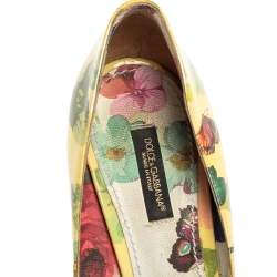 Pre Owned Dolce & Gabbana Multicolor Floral Print Patent Leather Pointed-Toe Pumps Size 37