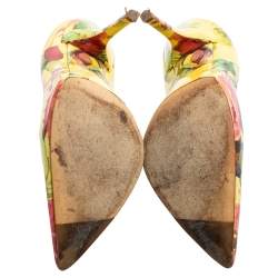 Pre Owned Dolce & Gabbana Multicolor Floral Print Patent Leather Pointed-Toe Pumps Size 37
