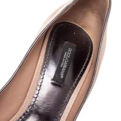 Pre Owned Dolce & Gabbana Beige Lizard Embossed Leather Crystal Embellished Bellucci Pumps Size 37.5