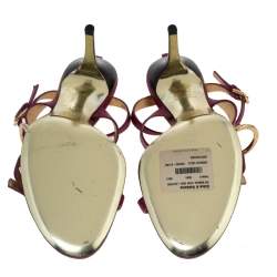 Dolce & Gabbana Pink Leather Buckle Details T-Strap Sandals Size 41