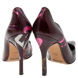 مملوكة مسبقًا حذاء كعب عالي دولتشي أند غابانا جلد عنابي طلاء يد مقدمة مدببة مقاس 37.5