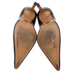 مملوكة مسبقًا حذاء كعب عالي دولتشي أند غابانا جلد عنابي طلاء يد مقدمة مدببة مقاس 37.5