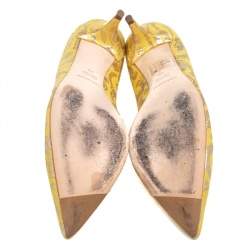 Dolce & Gabbana Yellow Brocade Fabric Pointed Toe  Pumps Size 40