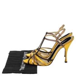 Pre Owned صندل دولتشي أند غابانا ساتان متعدد الألوان بسيور حزام للكاحل مقاس 41