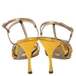 Pre Owned صندل دولتشي أند غابانا ساتان متعدد الألوان بسيور حزام للكاحل مقاس 41