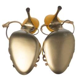 Pre Owned صندل دولتشي أند غابانا ساتان متعدد الألوان بسيور حزام للكاحل مقاس 41