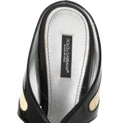 Dolce & Gabbana Black/Beige Patent And Python Leather Open Toe Sandals Size 40