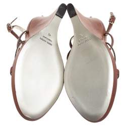 Pre Owned Dolce & Gabbana Brown Leather Strappy Wedge Sandals Size 41