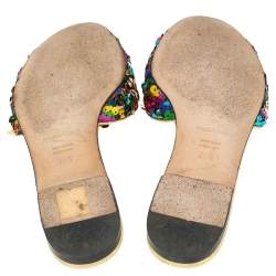 Pre Owned صندل سلايد فلات دولتشي أند غابانا سوفيا ترتر متعدد الألوان مقاس 35.5