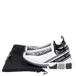 مملوكة مسبقًا Dolce & Gabbana White/Black Knit Fabric Sorrento Slip On Sneakers Size 36