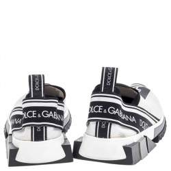 مملوكة مسبقًا Dolce & Gabbana White/Black Knit Fabric Sorrento Slip On Sneakers Size 36