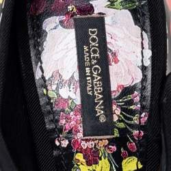 Pre Owned Dolce & Gabbana Black Floral Print Leather Mary-Jane Pumps Size 37