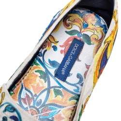 Pre Owned Dolce & Gabbana Multicolor Majolica Print Canvas Slip On Espadrilles Size 37