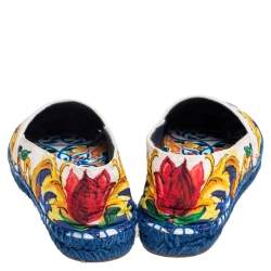 Pre Owned Dolce & Gabbana Multicolor Majolica Print Canvas Slip On Espadrilles Size 37