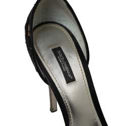 Dolce & Gabbana Black Lace and Satin Ankle-Strap Platform Sandals Size 38
