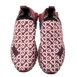 Dolce & Gabbana Red/White Fabric Logo Slip On Sneakers Size 43
