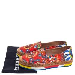 Pre Owned Dolce & Gabbana Multicolor Printed Canvas Platform Espadrilles Size 39