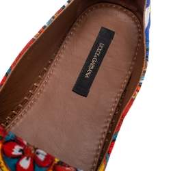 Pre Owned Dolce & Gabbana Multicolor Printed Canvas Platform Espadrilles Size 39
