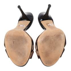 مملوكة مسبقًا Dolce & Gabbana Brown Animal Print Canvas Slide Sandals Size 38