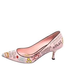 Pre Owned Dolce & Gabbana Multicolor Graffiti Printed Leather Pointed Toe Pumps Size 40