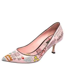 Pre Owned Dolce & Gabbana Multicolor Graffiti Printed Leather Pointed Toe Pumps Size 40