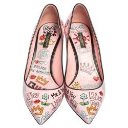 Pre Owned Dolce & Gabbana Multicolor Graffiti Printed Leather Pointed Toe Pumps Size 40