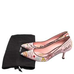Pre Owned Dolce & Gabbana Multicolor Graffiti Printed Leather Pointed Toe Pumps Size 40