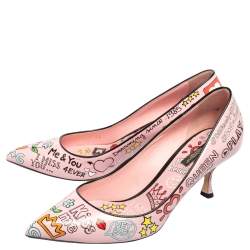 Pre Owned Dolce & Gabbana Multicolor Graffiti Printed Leather Pointed Toe Pumps Size 40