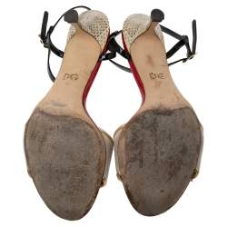 Pre Owned صندل دولتشي أند غابانا جلد لامع وكانفاس متعدد الألوان سير كاحل مقاس 40