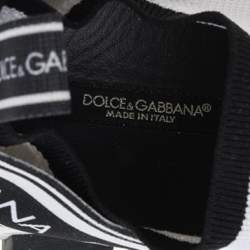 Pre Owned Dolce & Gabbana White Knit Fabric Sorrento Slip on Sneakers Size 36.5