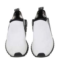 Pre Owned Dolce & Gabbana White Knit Fabric Sorrento Slip on Sneakers Size 36.5
