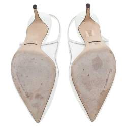 مملوكة مسبقًا صندل دولتشي أند غابانا جلد لامع وشبكة أبيض بحزام للكاحل مقاس 41