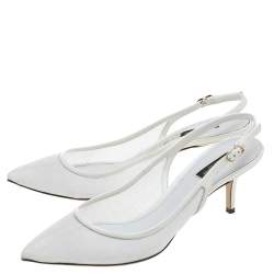 مملوكة مسبقًا صندل دولتشي أند غابانا جلد لامع وشبكة أبيض بحزام للكاحل مقاس 41