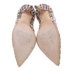 مملوكة مسبقًا حذاء كعب عالي دولتشي أند غابانا مزخرف ترتر وخرز متعدد الألوان مقدمة مدببة مقاس 36.5